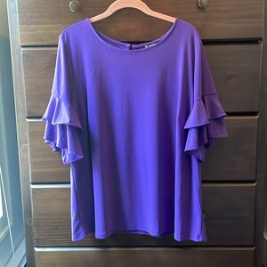 INC Purple Ruffled Sleeve Top